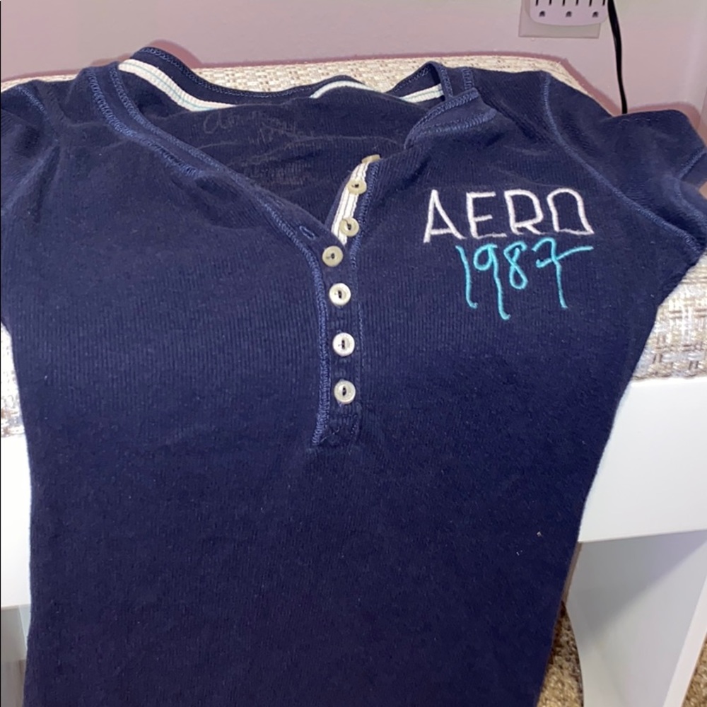 Aero blue button down shirt